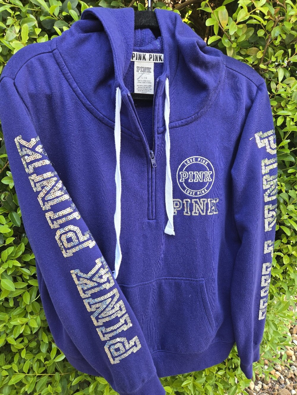 Victoria's Secret PINK Black Hoodie with Silver Accents